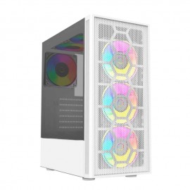 Gabinete Gamer Mini Torre ATX Dragonfly Mesh GM740 Azender Series / Blanco / Incluye 4 ventiladores