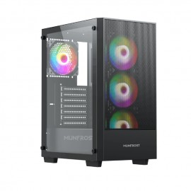 Gabinete Munfrost Alpha Black / Cristal templado / ARGB Sync / Controlador de ventiladores / Atx - Micro ATX - Mini ITX / 4 Ven