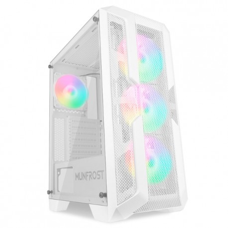 Gabinete Munfrost LUFT Blanco / Cristal templado / ARGB Sync / Control de ventiladores / ATX - Micro ATX - Mini ITX / 4 Ventila