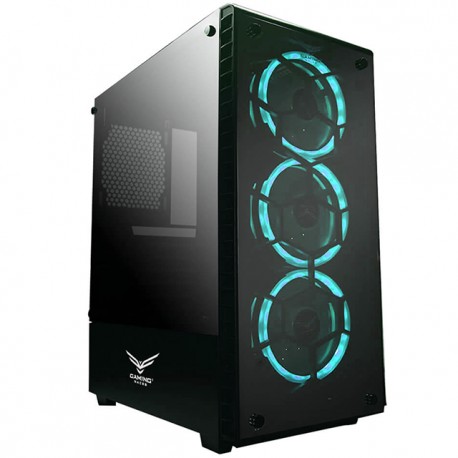 Gabinete Naceb Hydra NA-0602 / Cristal Templado / ATX / Negro / Led RGB/ USB 3.0 / Audio HD