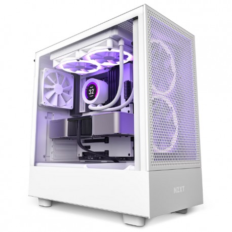 Gabinete NZXT H5 Flow / Blanco / Carcasa Compacta ATX / Panel frontal perforado para alto flujo de aire / Panel lateral de vidr