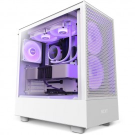 Gabinete NZXT H5 Flow RGB / Blanco / Carcasa Compacta ATX / Panel frontal perforado para alto flujo de aire / Panel lateral de 