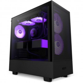 Gabinete NZXT H5 Flow RGB / Negro / Carcasa Compacta ATX / Panel frontal perforado para alto flujo de aire / Panel lateral de v