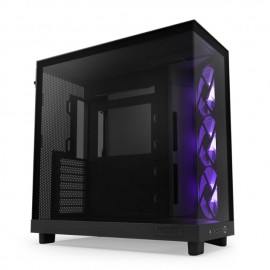 Gabinete NZXT H6 FLOW BLACK RGB / Cristal Templado / Mini-ITX / Micro-ATX / ATX / USB 3.2 / USB 3.2 Gen.2 Tipo C / Sin Fuente /