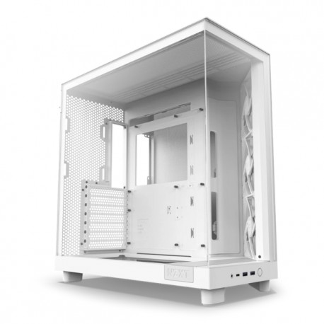 Gabinete NZXT H6 FLOW WHITE / Cristal Templado / Mini-ITX / Micro-ATX / ATX / USB 3.2 / USB 3.2 Gen.2 Tipo C / Sin Fuente / Bla