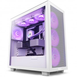 Gabinete NZXT H7 FLOW RGB Blanco / Cristal Templado / ATX Sin Fuente / USB Tipo C / 3 Ventiladores RGB 140mm + 1 140mm / CM-H71