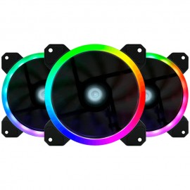 Kit de Ventiladores Game Factor FKG400 / 3 Ventiladores 120mm RGB + Controlador + 2 Tiras Led RGB + Control remoto