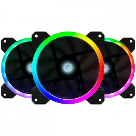 Kit de Ventiladores Game Factor FKG400 / 3 Ventiladores 120mm RGB + Controlador + 2 Tiras Led RGB + Control remoto