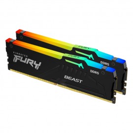 Kit Memoria RAM Kingston FURY Beast RGB Black DDR5 / 5200MHz / 64GB (2 x 32GB) / 5200MT/s 40-40-40 1.25V / KF552C40BBAK2-64