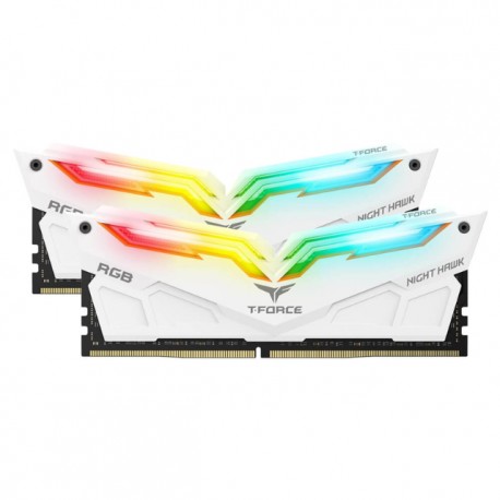 Memoria RAM 16GB DDR4 Team Group T-Force Night Hawk RGB 3600Mhz Blanca / Kit 2x8GB / TF15D416G3600HC18JDC01