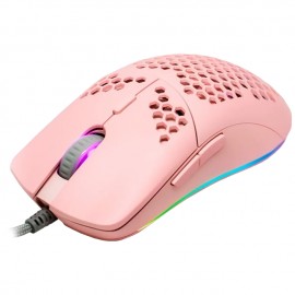 Mouse Gamer Alambrico Game Factor Laser MOG601 16000DPI / Rosa / PIXART 3389 / Iluminación RGB / 7 Botones / MOG601-PK/ gamerda