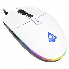 Mouse Gamer Munfrost Triton White Glossy / Óptico / USB / Sensor Pixart PWM 3360 / Iluminación ARGB / Hasta 12,000 DPIs / 6 bot