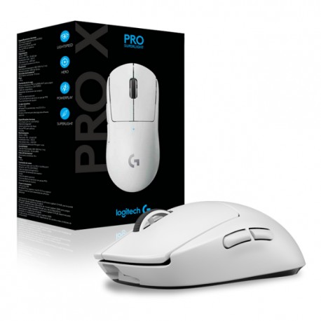 Mouse Inalambrico Gamer Logitech PRO X SUPERLIGHT WHITE / 25600 DPI / Wireless LIGHTSPEED / Sensor HERO / 5 Botones / 910-00594