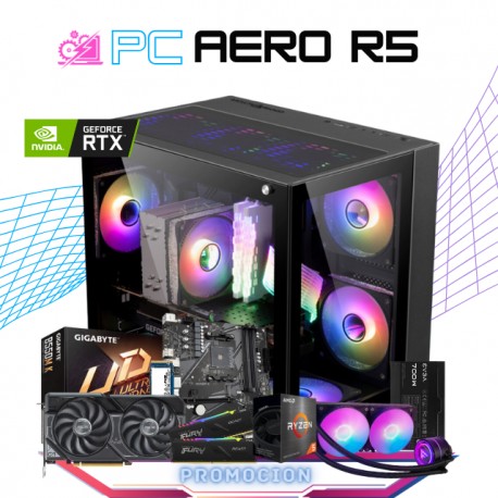 PC AERO R5 / AMD RYZEN 5 5600 / RTX 4060 TI 8GB / 16GB RAM/ 1TB SSD M.2 NVME / ENFRIAMIENTO LIQUIDO 240MM / FUENTE EVGA 700W / 