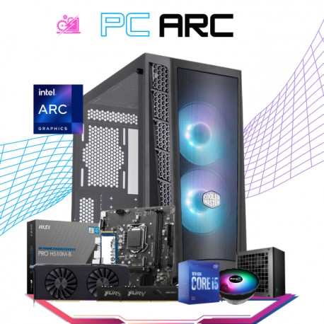 PC ARC/ INTEL CORE I5-10400F / INTEL ARC A750 8GB / 16GB RAM / 1TB SSD M.2 NVME / DISIPADOR FRGB / FUENTE 700W 80+ BRONZE / PRO