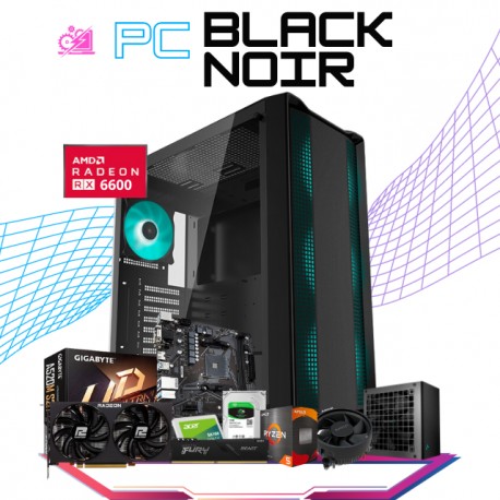 PC BLACK NOIR / AMD RYZEN 5 4500 / RX 6600 8GB / 16GB RAM /240GB SSD + 1TB HDD / FUENTE 600W 80+ BRONZE / PROMOCION