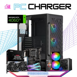 PC CHARGER / AMD RYZEN 7 5800X / RTX 4060 TI / 32GB RAM / 1TB SSD M.2 NVME / ENFRIAMIENTO LIQUIDO 240MM / FUENTE 700W 80+ BRONZ