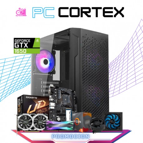 PC CORTEX / AMD RYZEN 5 5500 / NVIDIA GTX 1650 4GB / 16GB RAM /500GB SSD M.2 NVME / FUENTE 400W 80+ BRONZE / PROMOCION