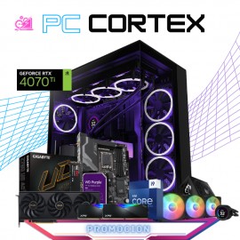 PC CORTEX / INTEL CORE I9-13900K / RTX 4070 TI / 32GB RAM DDR5 / 1TB SSD M.2 NVME + 4TB HDD / ENFRIAMIENTO LIQUIDO 360MM / FUEN