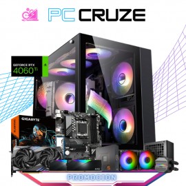 PC CRUZE / AMD RYZEN 5 7600X / RTX 4060 TI / 32GB RAM DDR5 / 1TB SSD M.2 NVME / FUENTE 700W 80+ BRONZE / ENFRIAMIENTO LIQUIDO 2