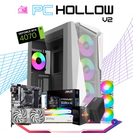 PC HOLLOW V2 / AMD RYZEN 7 5800X / RTX 4070 / 32GB RAM / 1TB SSD M.2 NVME / ENFRIAMIENTO LIQUIDO 360MM / FUENTE 750W 80+ BRONZE