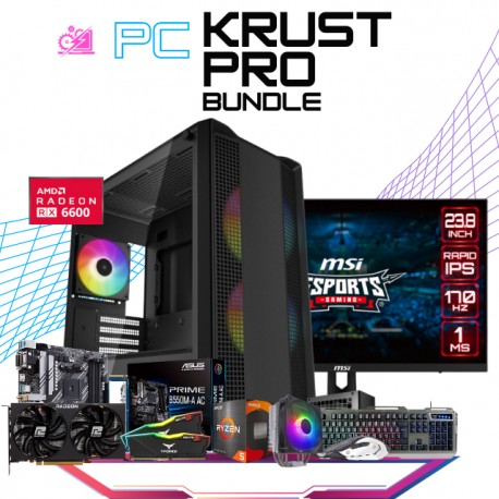 PC KRUST PRO BUNDLE / AMD RYZEN 5 5500 / RX 6600 / 16GB RAM / 1TB SSD M.2 NVME / DISIPADOR DE TORRE ARGB / FUENTE 700W 80+ BRON