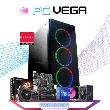 PC VEGA / INTEL CORE I5-10400F / RADEON 6500 XT 4GB / 16GB RAM /500GB SSD M.2 NVME / FUENTE 500W 80+ BRONZE / DISIPADOR DE TORR