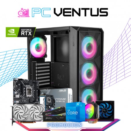 PC VENTUS/ INTEL CORE I5-12400F / RTX 4060 8GB / 16GB RAM / 1TB SSD M.2 NVME / DISIPADOR DE TORRE ARGB / FUENTE 650W 80+ BRONZE