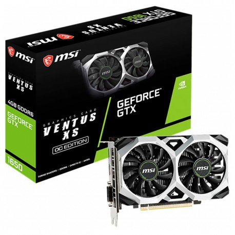 Tarjeta de video NVIDIA GeForce GTX 1650 4GB GDDR6 / MSI VENTUS D6 XS OC / HDMI, DP, DVI / DUAL FAN / SOLO PARA VENTA EN ENSAMB