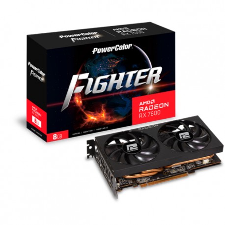 Tarjeta de Video Power Color Fighter AMD Radeon RX 7600 8GB GDDR6 / RX7600 8G-F / 128-bit