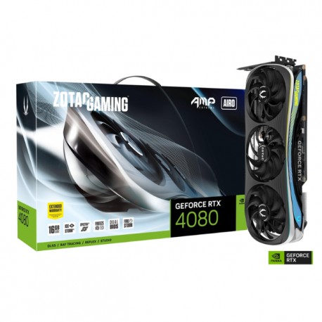 Tarjeta de Video Zotac NVIDIA GeForce RTX 4080 AMP Extreme AIRO / 16GB / 256-Bit GDDR6 / PCI Express 4.0 / ZT-D40810B-10P