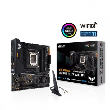 Tarjeta Madre ASUS TUF GAMING B660M-PLUS WIFI D4 / Socket LGA1700 Intel B660 Micro-ATX / DDR4 / Intel Core 12th Generación