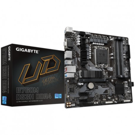 Tarjeta Madre Gigabyte B760M DS3H DDR4 / Socket LGA 1700 / Micro-ATX Intel B760 Express / HDMI / 128GB DDR4 para Intel / B760M 