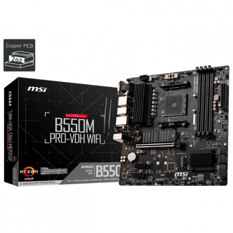 Tarjeta Madre MSI B550M PRO-VDH WIFI / AM4 / AMD RYZEN 3000 SERIES / Micro-ATX