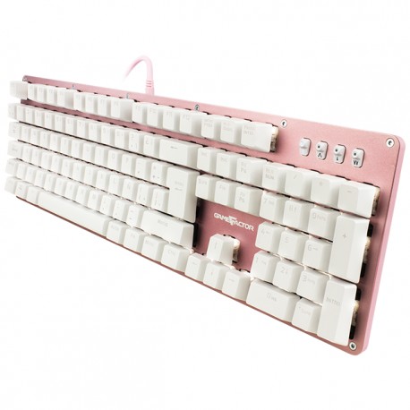 Teclado Gamer Mecanico Game Factor KBG400 Pink Edition KRED Switch Blue / Alambrico / Iluminación White / USB / Español / KBG40