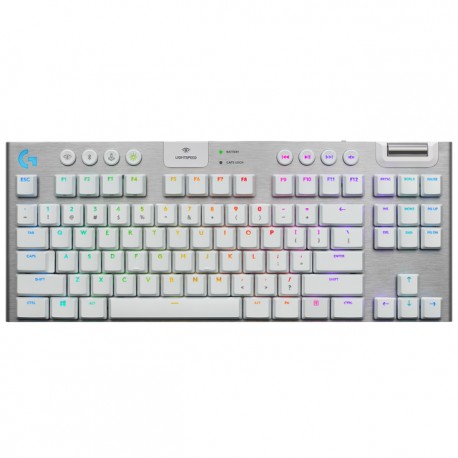 Teclado Mecánico Gamer Logitech G915 TKL White/ Inalámbrico Lightspeed / Switch Bajo perfil GL Táctil / RGB Lightsync / Ingles 