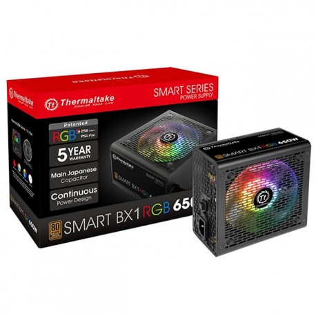 Fuente de poder 650W Certificacion 80+ Bronze Thermaltake Smart BX1 RGB / PS-SPR-0650NHFABU-1