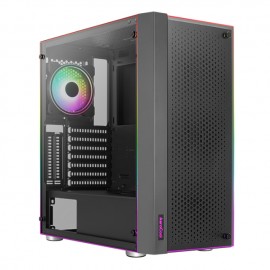 Gabinete AeroCool Skribble con Crstal Templado / ARGB / Midi-Tower, ATX/Micro-ATX/Mini-ITX / USB 3.0 / Sin Fuente / 3 Ventilado