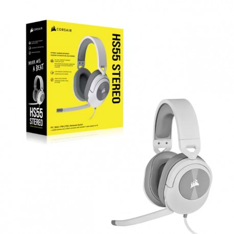 Diadema Corsair HS55 STEREO GRIS/BLANCO USB / Alámbrico / USB / PC / Mac / PS4 / PS5 / NINTENDO SWITCH / CA-9011261-NA