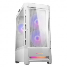 Gabinete Cougar DUOFACE RGB / Doble panel frontal: Malla y RGB / Cristal Templado / RGB / Excelente Flujo de Aire / Blanco / 38