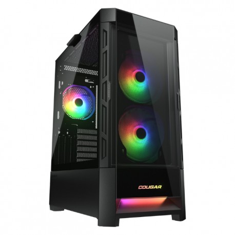 Gabinete Cougar DUOFACE RGB / Doble panel frontal: Malla y RGB / Cristal Templado / RGB / Excelente Flujo de Aire / Negro / 385